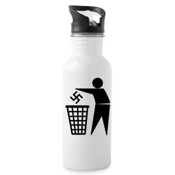 Antifa - Trinkflasche mit integriertem Trinkhalm - Weiß - Rechts
