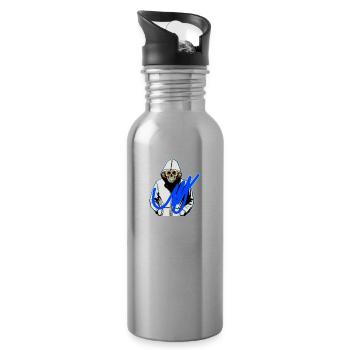 MickyBlue LOGO - Water bottle with straw - silver - Right