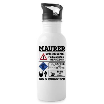 Bricklayer - Water bottle with straw - white - Right