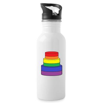 gay lgbt cake, Rainbow, rainbow - Water bottle with straw - white - Right