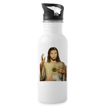 Ethereum Jesus - Trinkflasche mit integriertem Trinkhalm - Weiß - Rechts