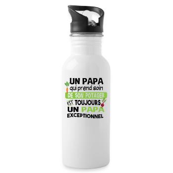 Jardinier Papa Jardinage Père Potager Citations - Gourde avec paille intégrée - blanc - Droite