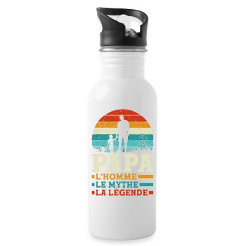 Papa l'homme le mythe la légende Cadeau - Gourde avec paille intégrée - blanc - Droite