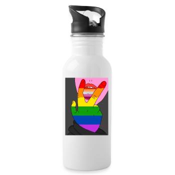 Lgbtq Lesbian - Water bottle with straw - white - Right