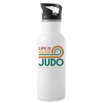 La vie est belle, le judo la rend meilleure - Gourde avec paille intégrée - blanc - Droite