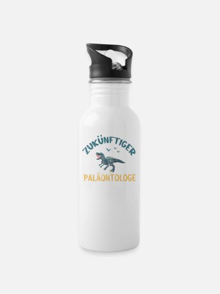 Zukünftiger Paläontologe, Dinosaurier - Trinkflasche mit integriertem Trinkhalm - Weiß
