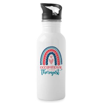 Ergotherapeut-design Für Therapiearbeiter - Trinkflasche mit integriertem Trinkhalm - Weiß - Rechts