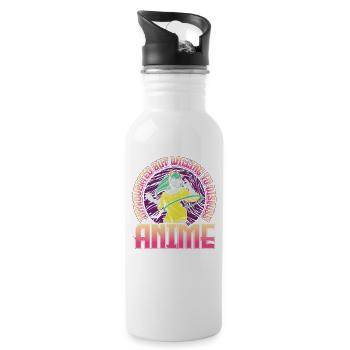 Introvertiert, Aber Bereit, Über Anime Zu - Trinkflasche mit integriertem Trinkhalm - Weiß - Rechts