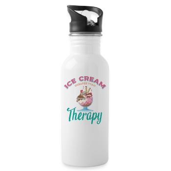 Eiscreme Billiger Als Therapie Für Gefrorene - Trinkflasche mit integriertem Trinkhalm - Weiß - Rechts