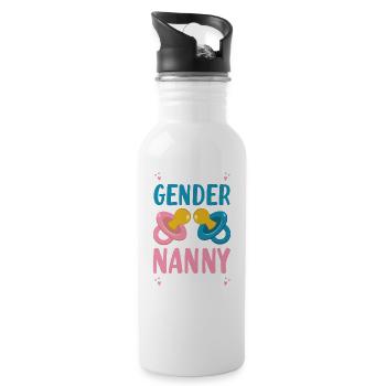 Keep The Gender, Nanny Loves You For - Water bottle with straw - white - Right