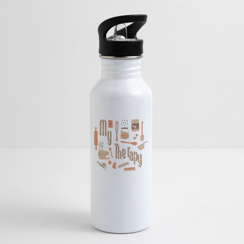 My Therapy Baking Design Für Bäcker Oder Backfans Trinkflasche mit integriertem Trinkhalm
