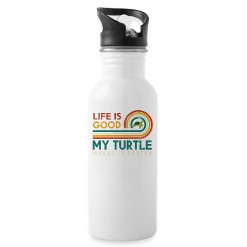 Life is good, my turtle does it - Water bottle with straw - white - Right