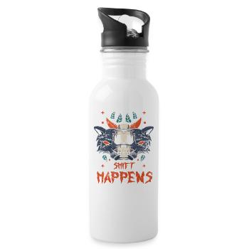 Shift Happens Design For Werewolf Movies And - Water bottle with straw - white - Right