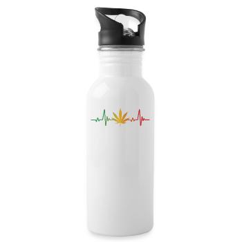 Heartbeat Design For Reggae - Water bottle with straw - white - Right