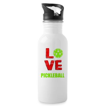 Liebe Pickleball Paddleball Pickleball-spieler - Trinkflasche mit integriertem Trinkhalm - Weiß - Rechts