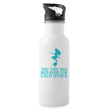 The two of you are mer-maid for each other for the bride - Water bottle with straw - white - Right