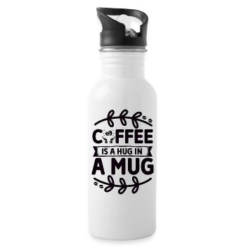 Coffee is a Hug in a Mug - Kaffeeliebe - Trinkflasche mit integriertem Trinkhalm - Weiß - Rechts