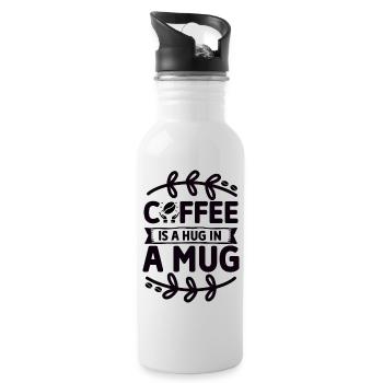 Coffee is a Hug in a Mug - Pure Kaffeeliebe - Trinkflasche mit integriertem Trinkhalm - Weiß - Rechts
