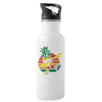 Abtupfendes Ananas-sonnenbrillen-design Für Den - Trinkflasche mit integriertem Trinkhalm - Weiß - Rechts