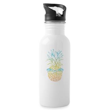 Pineapple Sunglasses Design For Beach Lovers - Water bottle with straw - white - Right