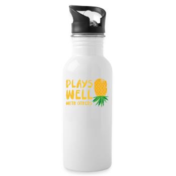 Plays well with other designs for beach lovers - Water bottle with straw - white - Right