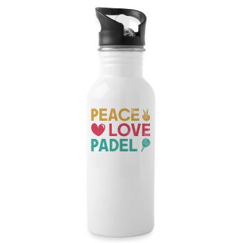 Peace Love Padel Racket Design For Padel Tennis - Water bottle with straw - white - Right
