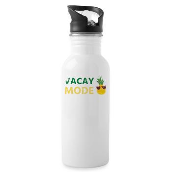 Vacay Mode Ananas Design Für Strandliebhaber - Trinkflasche mit integriertem Trinkhalm - Weiß - Rechts