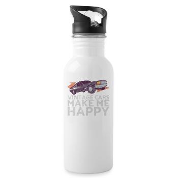 Oldtimer Machen Mich Glücklich Design Für Oldtimer - Trinkflasche mit integriertem Trinkhalm - Weiß - Rechts