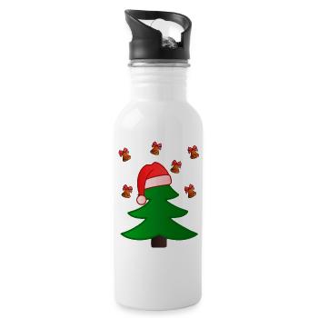 Weihnachtsbaum - Trinkflasche mit integriertem Trinkhalm - Weiß - Rechts