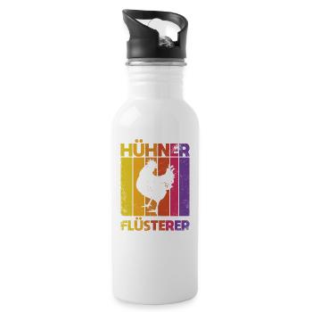 Hühner Flüsterer. Hühner - Trinkflasche mit integriertem Trinkhalm - Weiß - Rechts