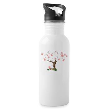 Baumwolle Wortspiel Schaf auf Baum, Schaf - Trinkflasche mit integriertem Trinkhalm - Weiß - Rechts