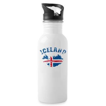 Carte murale de l’Islande Drapeau utilisé - Gourde avec paille intégrée - blanc - Droite