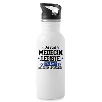 Médecin Légiste Super Pouvoir Cadeau Humour - Gourde avec paille intégrée - blanc - Droite