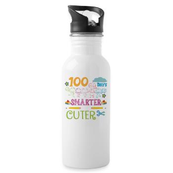 100 days smarter and cuter - Water bottle with straw - white - Right