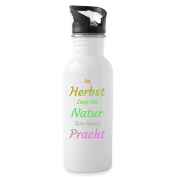 Herbst Herbstlich Natur Umwelt - Trinkflasche mit integriertem Trinkhalm - Weiß - Rechts
