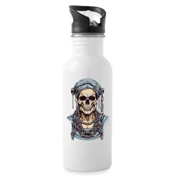 Squelette cool - Gourde avec paille intégrée - blanc - Droite