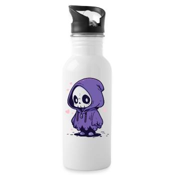 Squelette mignon d’Halloween - Design effrayant mignon - Gourde avec paille intégrée - blanc - Droite