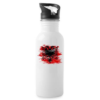 Albanien Flagge used - Trinkflasche mit integriertem Trinkhalm - Weiß - Rechts