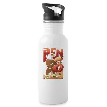 Bald eagle design for sixth birthday - Water bottle with straw - white - Right