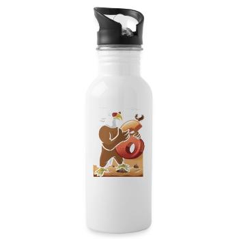Bald eagle design for sixth birthday - Water bottle with straw - white - Right