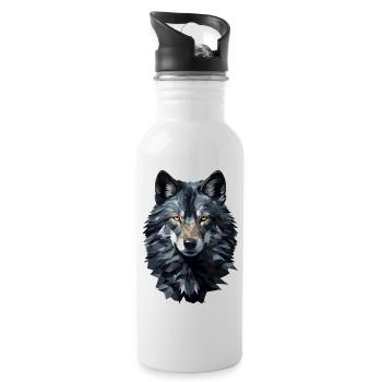 Wolf in Polygon Style - Water bottle with straw - white - Right
