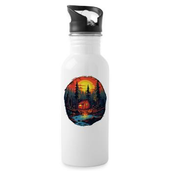 Campfire am See nach dem Wandern ausruhen - Trinkflasche mit integriertem Trinkhalm - Weiß - Rechts