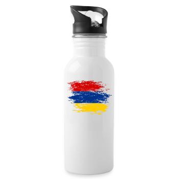 Armenien Flagge used - Trinkflasche mit integriertem Trinkhalm - Weiß - Rechts