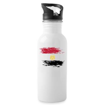 Egypt flag used - Water bottle with straw - white - Right