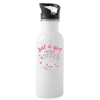 Just a girl who loves kitten cute kitten kawaii - Water bottle with straw - white - Right