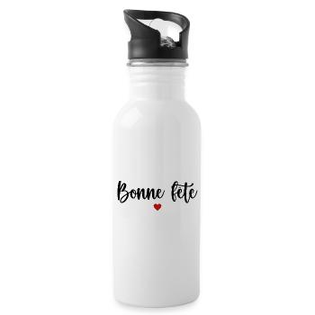 Bonne fête. Joyeuse fête - Gourde avec paille intégrée - blanc - Droite