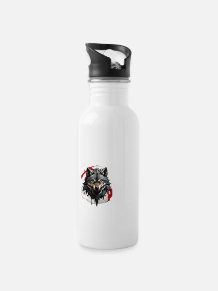 Loup Déter - Gourde avec paille intégrée - blanc