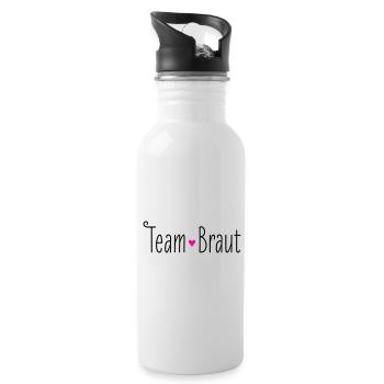 Team Braut rosa Herz Hochzeit Heirat Brautjungfer - Trinkflasche mit integriertem Trinkhalm - Weiß - Rechts