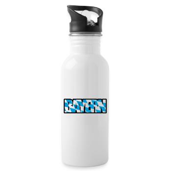 Bayern meine Heimat - Servus - Gruß aus Bayern - Trinkflasche mit integriertem Trinkhalm - Weiß - Rechts