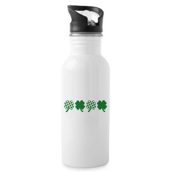 Karierter Klee St. Patrick's Day - Trinkflasche mit integriertem Trinkhalm - Weiß - Rechts